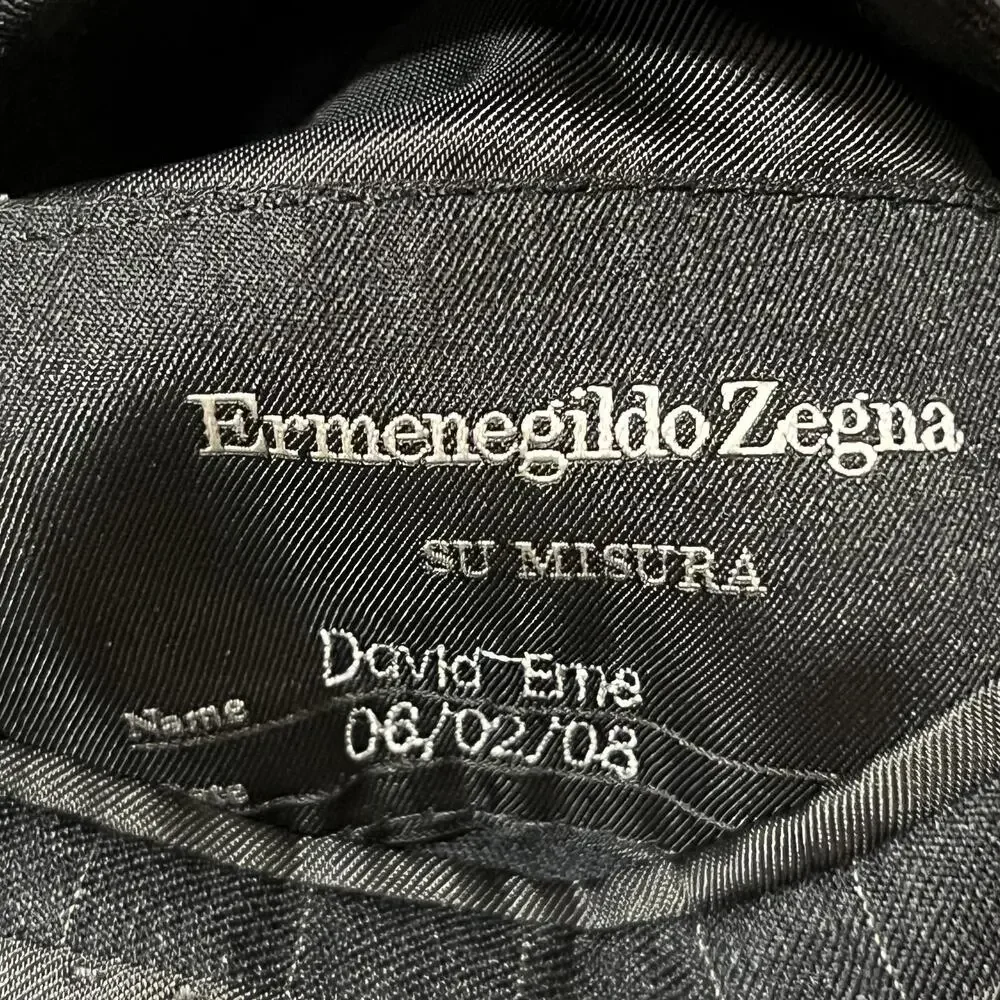 Ermenegildo Zegna Blazer Mens 52R Gray Pinstripe Wool Su Misura Fit Mila Swiss
